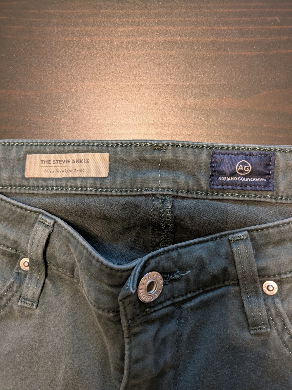AG Anthropologie Green Stevie Slim Straight Ankle Jeans Sz 29 - Picture 2 of 8